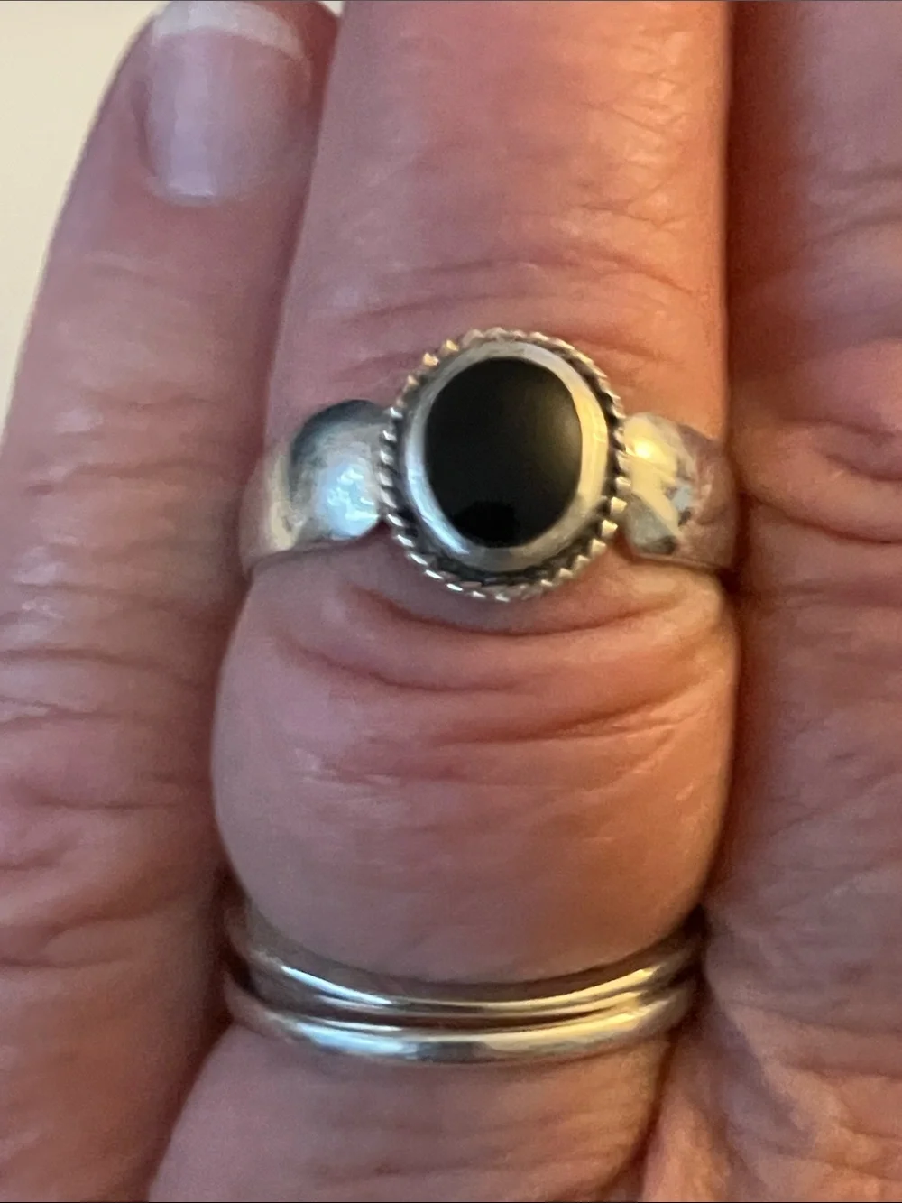 Sterling Silver Black Onyx Oval Ring for Women